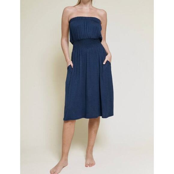 Ramy Brook Bamboo Tube Dress Knee Length Womens XS Blue - Picture 16 of 16